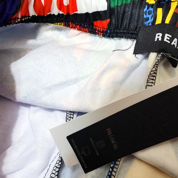 Reason RSN Brand Comic Cartoon PopArt Shorts Red Blue Drip Multicolor Wolf POW - Picture 5 of 10